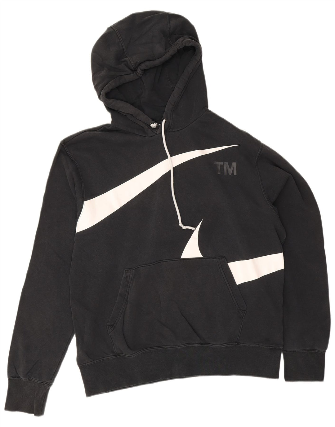 Nike Mens Graphic Hoodie Jumper Medium Black Cotton