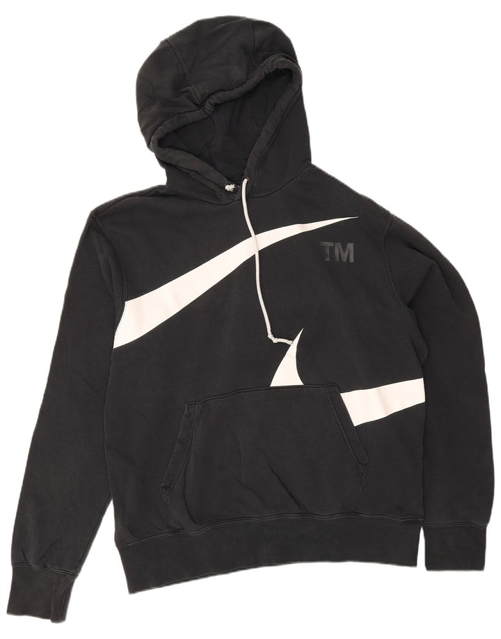 Nike Mens Graphic Hoodie Jumper Medium Black Cotton