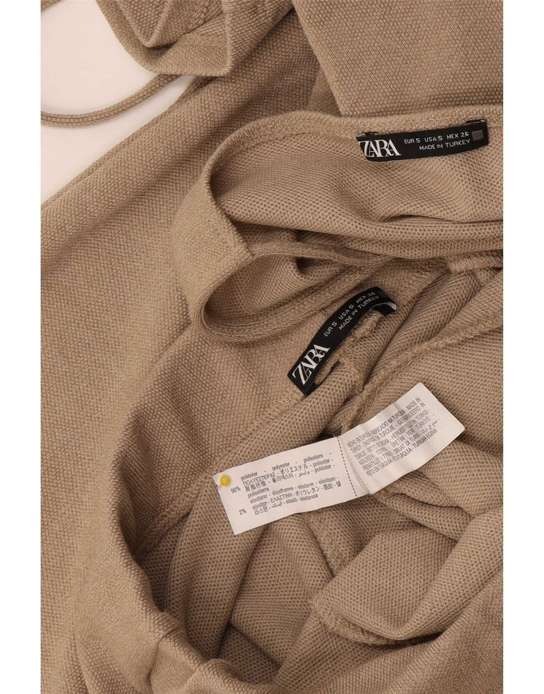 Zara Womens 2 Piece Set UK 8 Small W28 L28 Beige Polyester