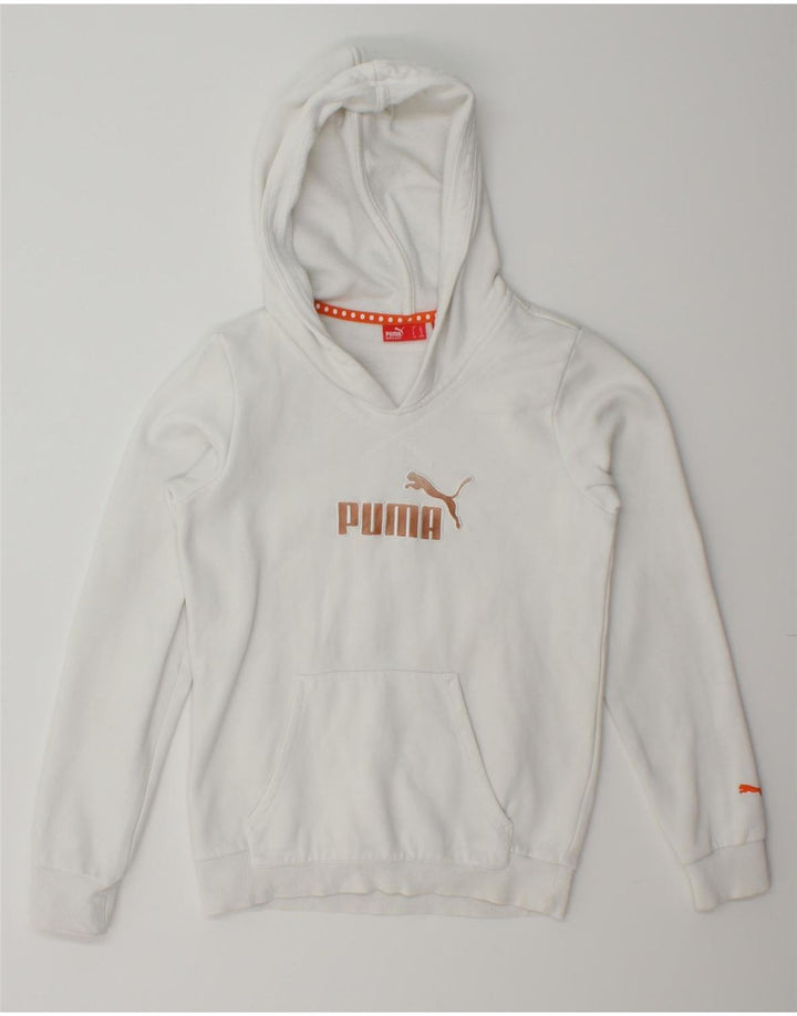 PUMA Boys Graphic Hoodie Jumper 11-12 Years  White Cotton Vintage Puma and Second-Hand Puma from Messina Hembry 