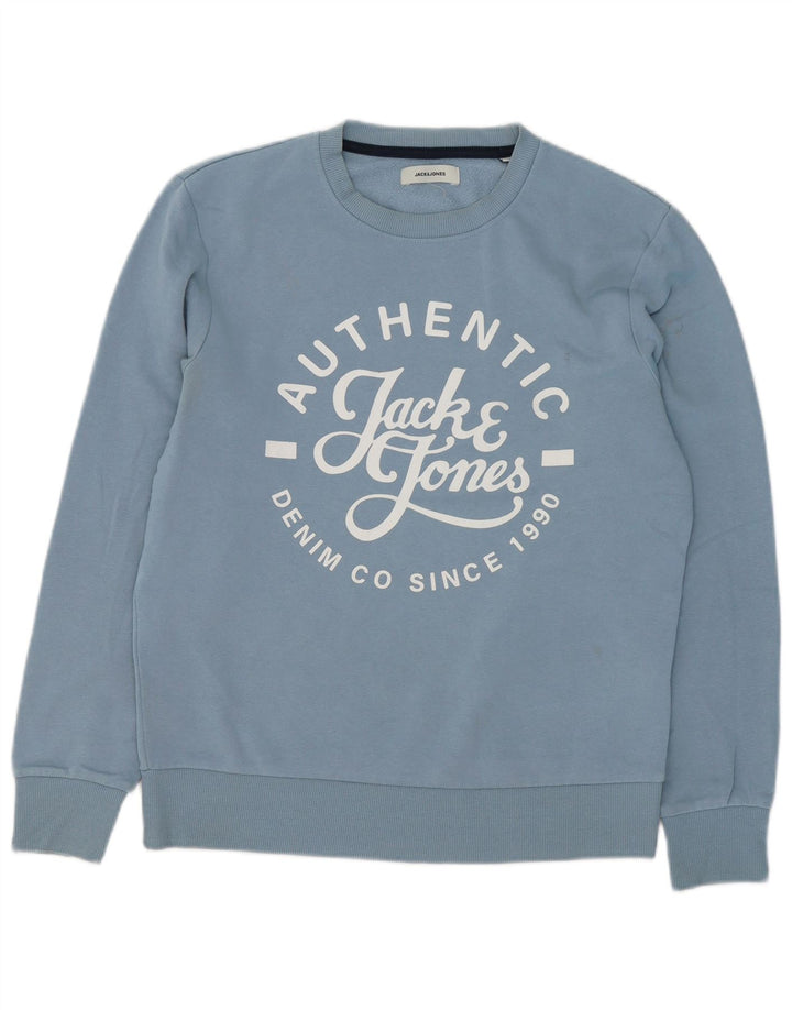 Jack & Jones Felpa con grafica da uomo Maglione in cotone blu medio