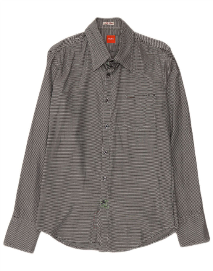 Hugo Boss Mens Shirt Small Grey Pinstripe Cotton
