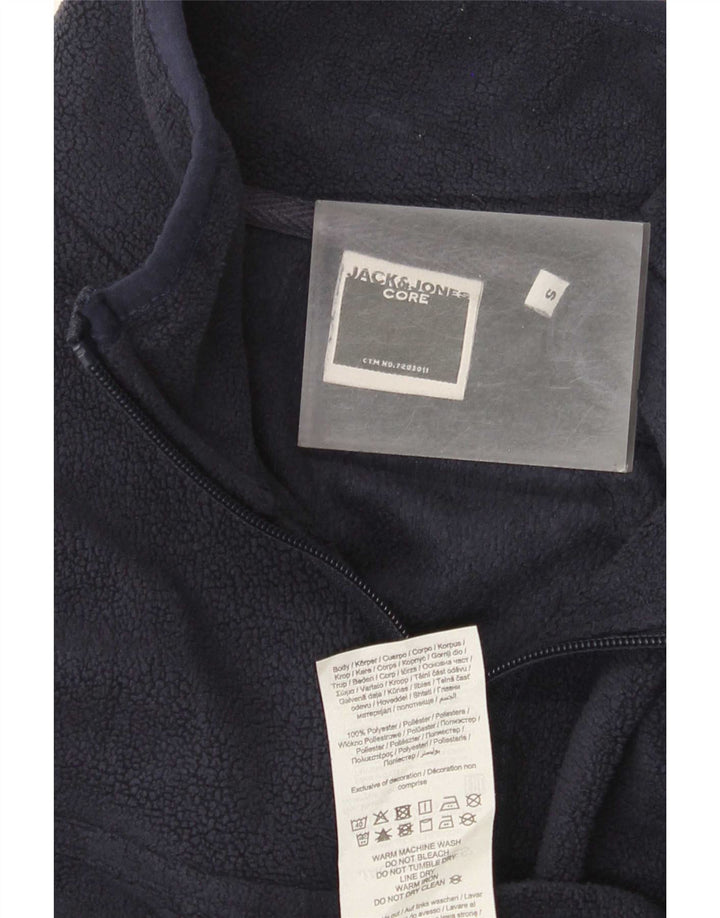 Jack & Jones Herren-Fleecepullover mit Reißverschluss am Hals, Größe S, Marineblau, Polyester