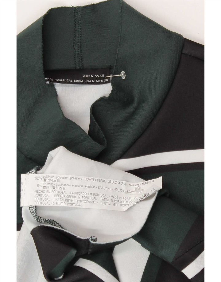 Zara Damebluse Top UK 12 Medium Grøn Colourblock Polyester