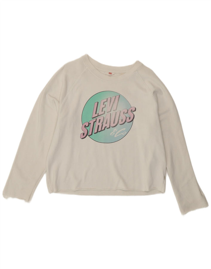 Levi's Felpa con grafica da donna Maglione UK 16 Large Cotone bianco