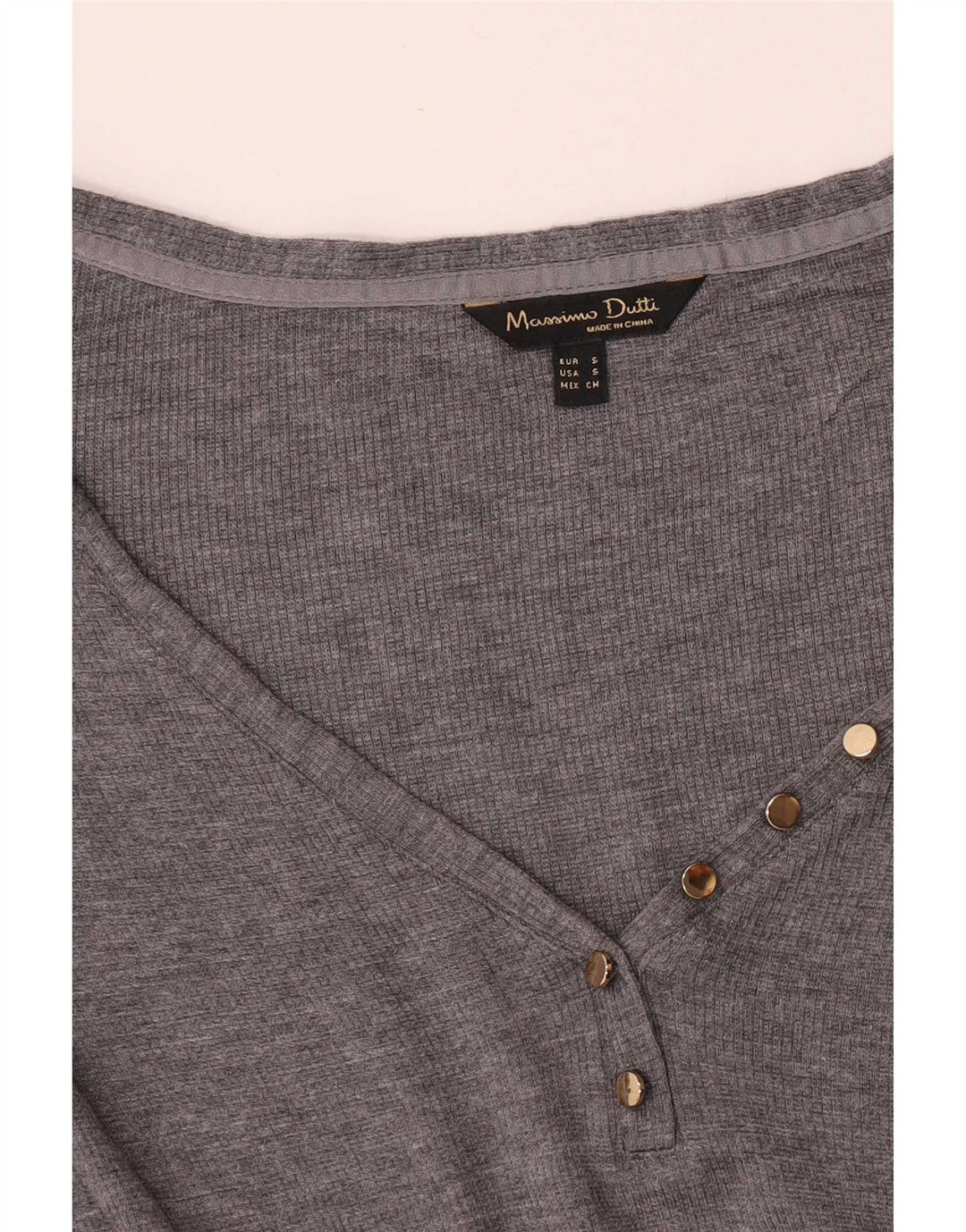 Top feminino Massimo Dutti manga comprida UK 10 pequeno cinza