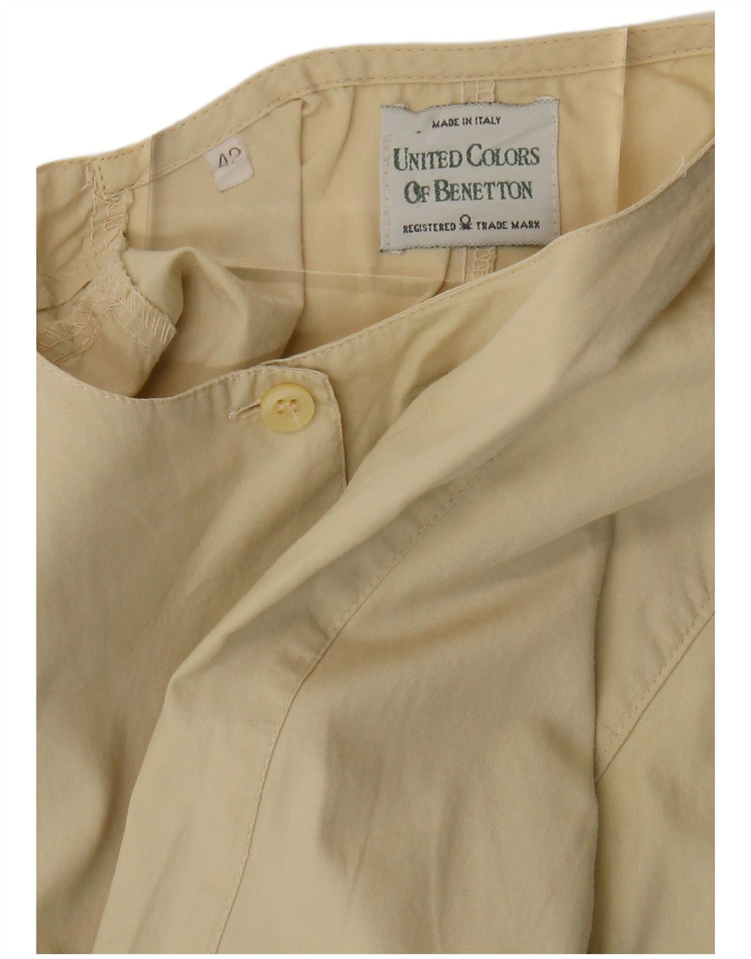Benetton Dame Kortærmet Bluse IT 42 Medium Beige Bomuld