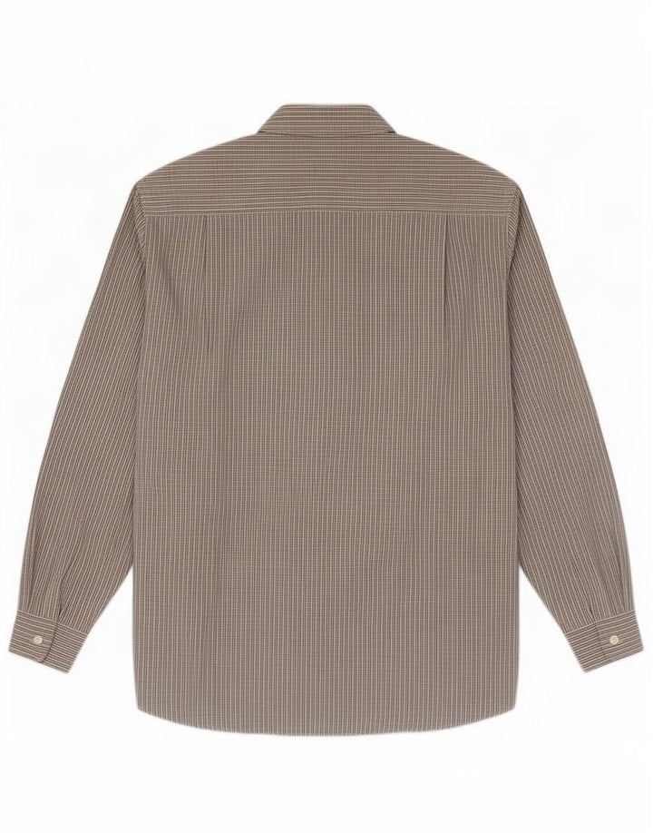 Stefanel Mens Shirt Large Beige Check Cotton