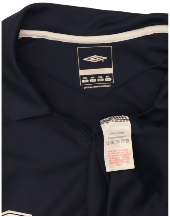 Polo Umbro da uomo con zip e collo 2XL in poliestere color block blu navy