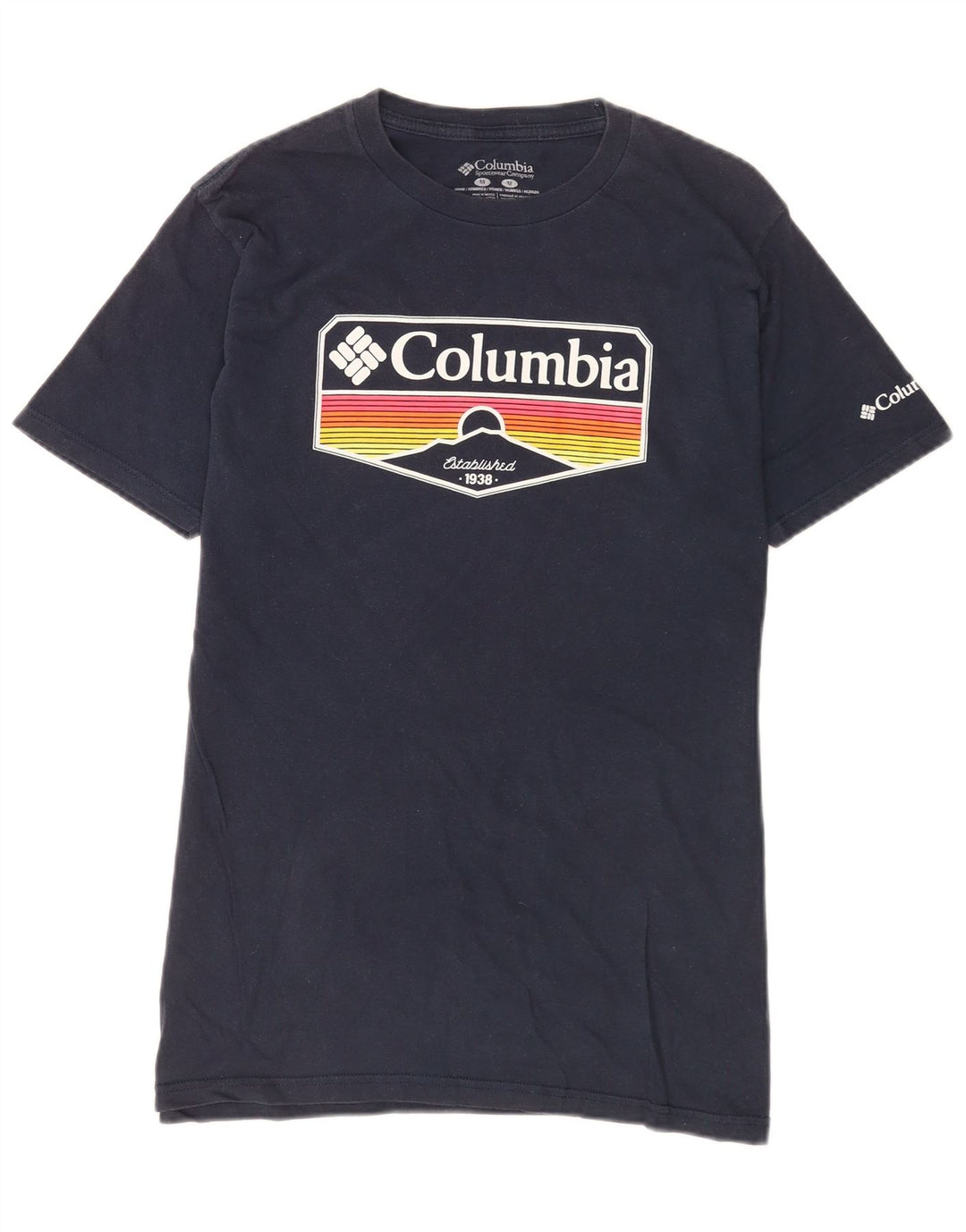 Columbia Mens Graphic T-Shirt Top Medium Navy Blue Cotton