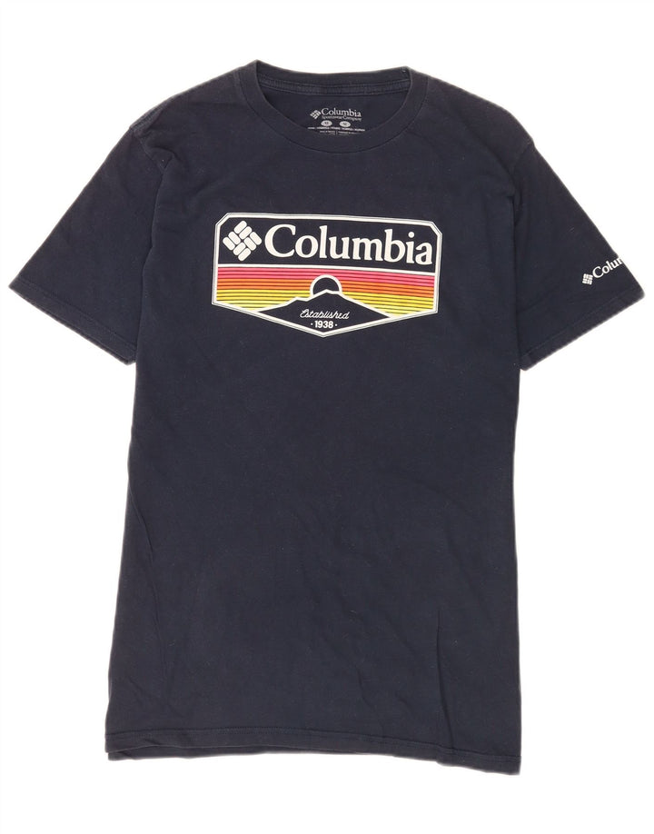 Columbia Mens Graphic T-Shirt Top Medium Navy Blue Cotton