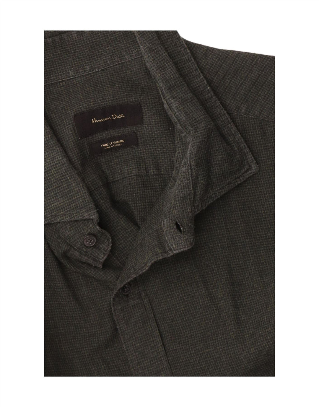 Massimo Dutti Mens Shirt Medium Green Houndstooth