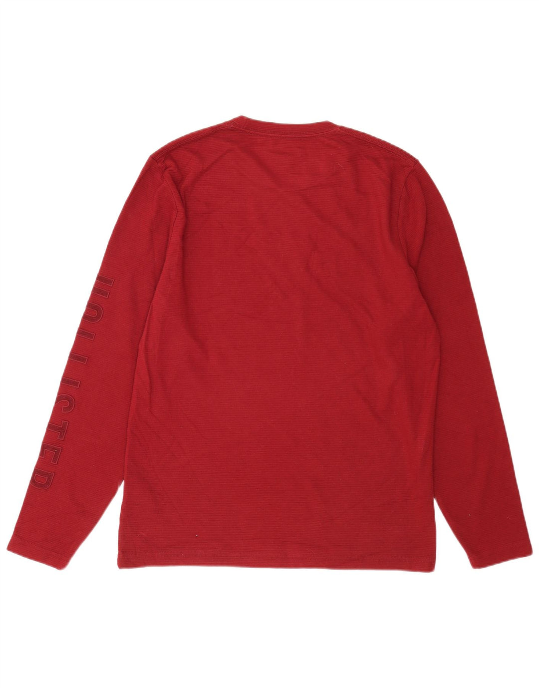 Hollister Mens Graphic Top Long Sleeve Medium Burgundy Cotton