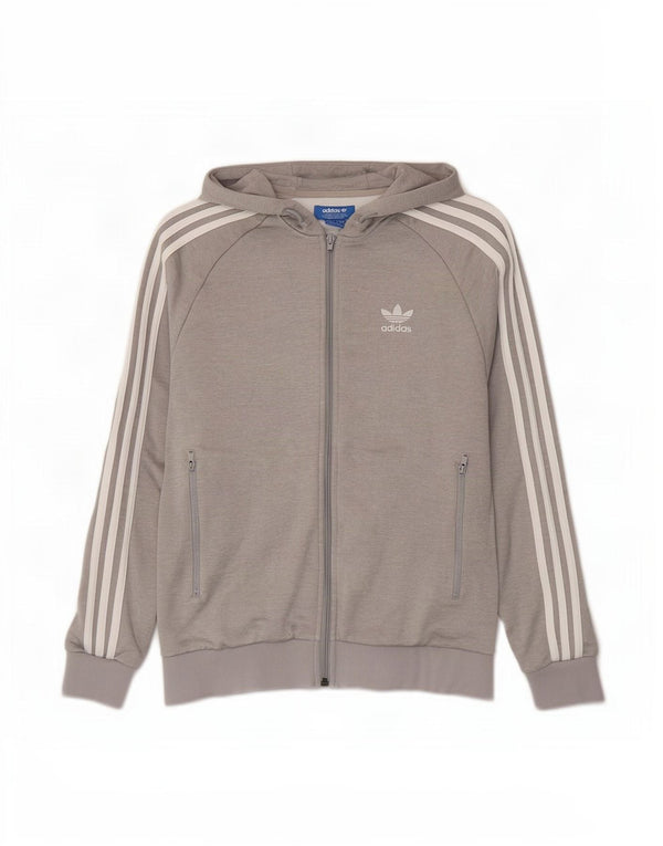 Adidas Mens Zip Hoodie Sweater Small Grey Polyester
