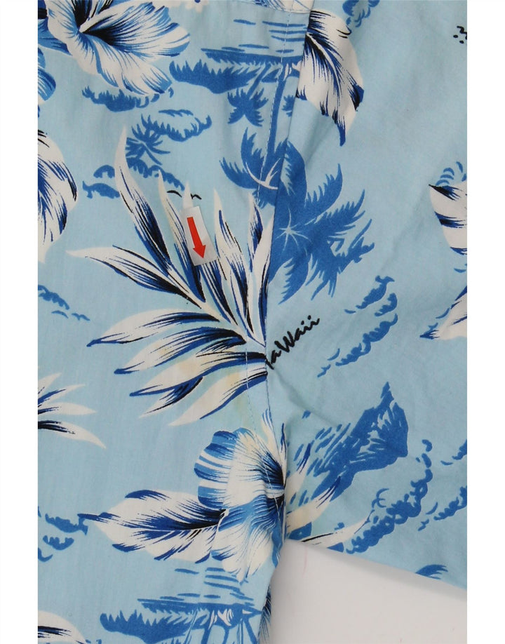 VINTAGE Mens Short Sleeve Shirt Medium Blue Floral Cotton Vintage Vintage and Second-Hand Vintage from Messina Hembry 