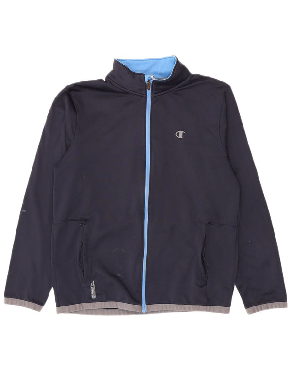 Champion Mens Tracksuit Top Jacket Medium Navy Blue Colourblock Polyester