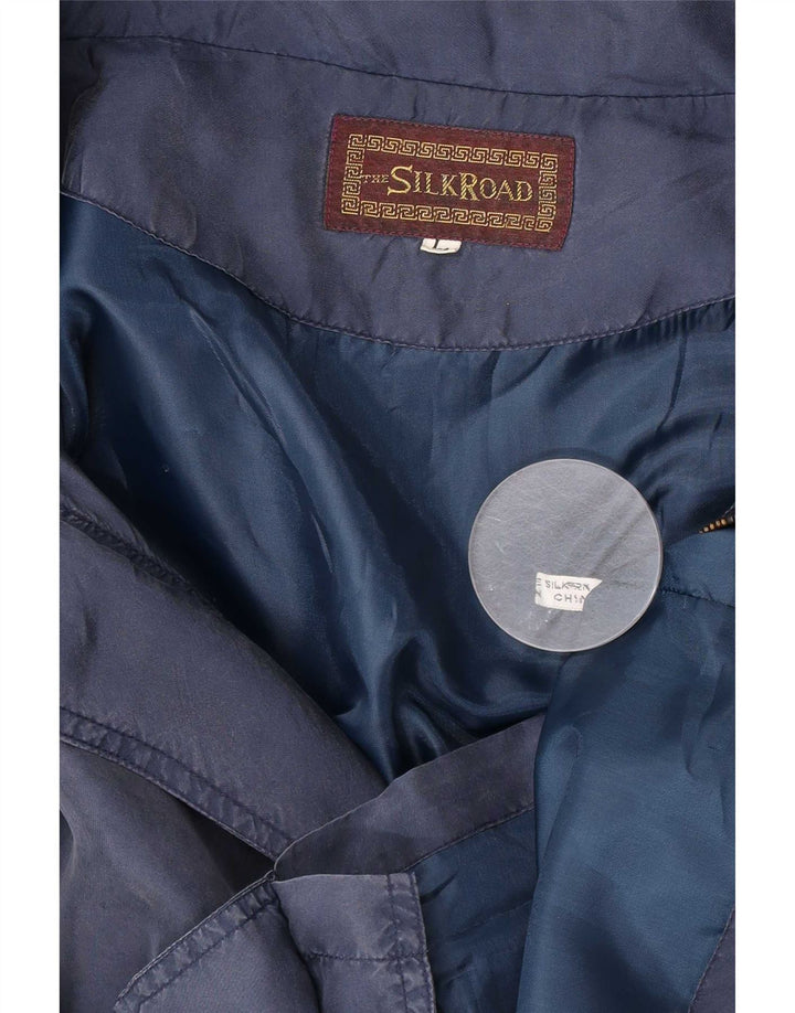 Vintage Mens Utility Jacket UK 40 Large Navy Blue Silk
