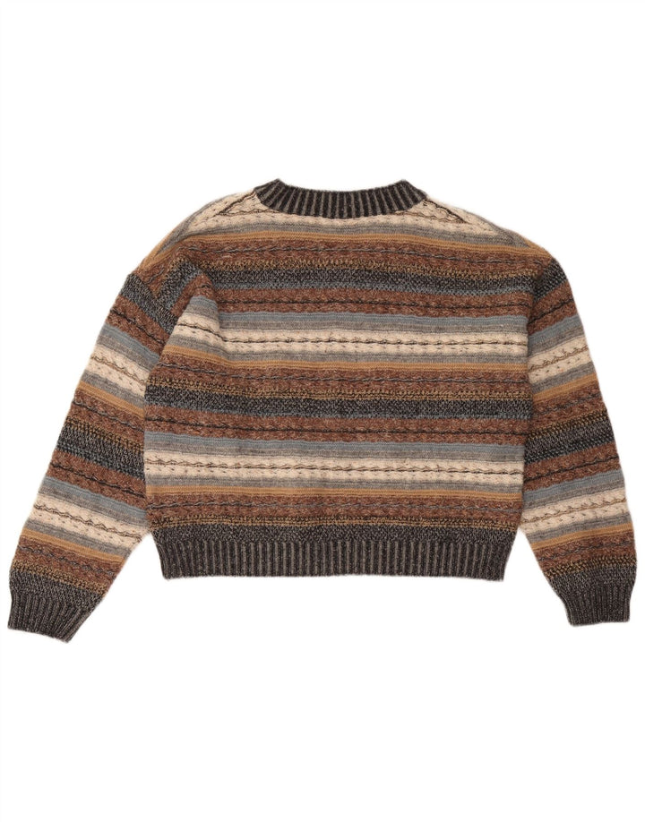 Stefanel Dame V-hals Jumper Sweater UK 14 Stor Flerfarvet Stribet