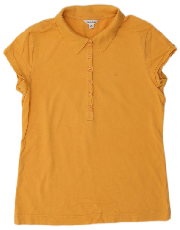 Женская рубашка-поло Calvin Klein UK 14, хлопок среднего желтого цвета