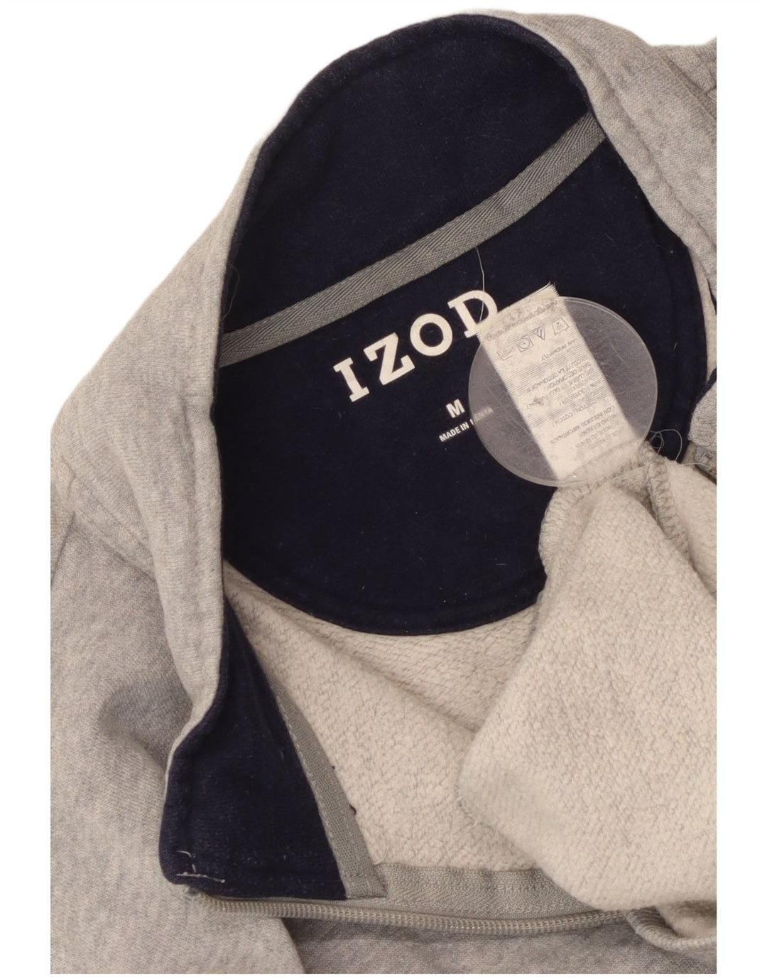 Felpa da uomo con zip e collo Izod in cotone grigio medio