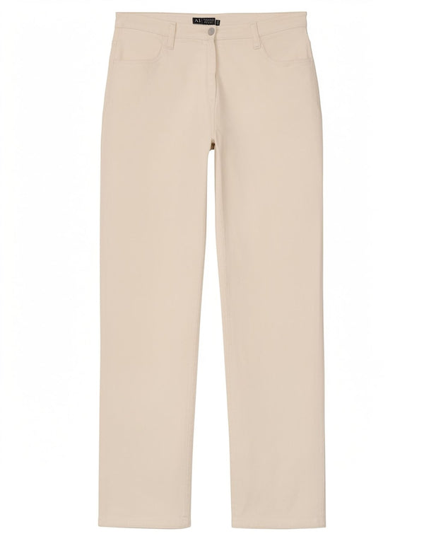 Calça feminina reta casual Armani W30 L28 algodão branco