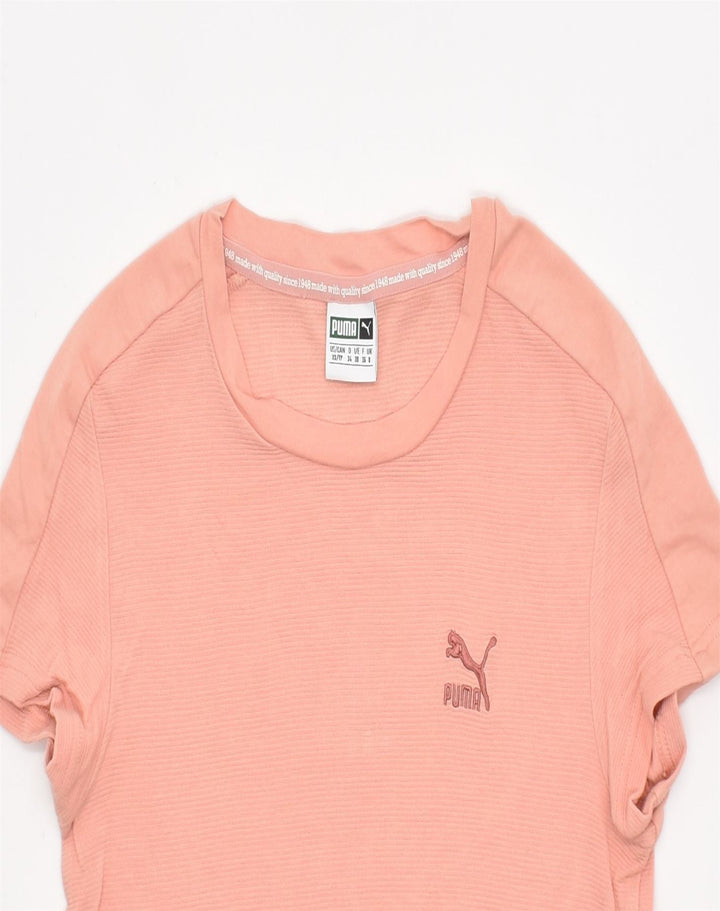 PUMA Womens Crop T-Shirt Top UK 8 Small Pink Cotton | Vintage | Thrift | Second-Hand | Used Clothing | Messina Hembry 