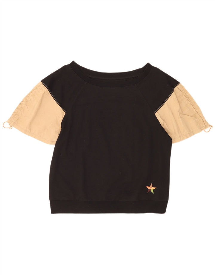 Benetton Womens Sweatshirt Jumper UK 16 Large Black Colourblock