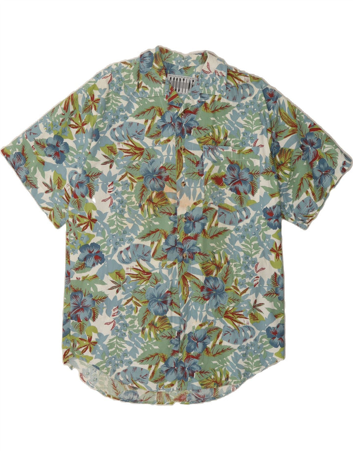 VINTAGE Mens Short Sleeve Shirt Medium Multicoloured Floral Cotton Vintage Vintage and Second-Hand Vintage from Messina Hembry 