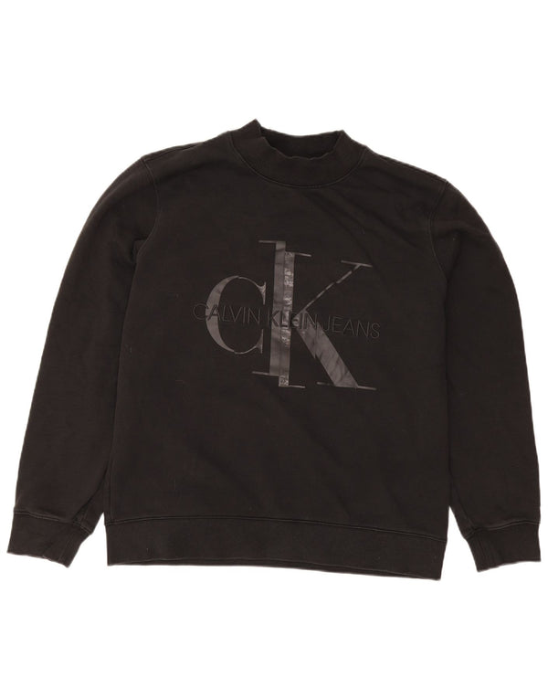 Calvin Klein Jeans Mens Graphic Sweatshirt Jumper XL Black Cotton