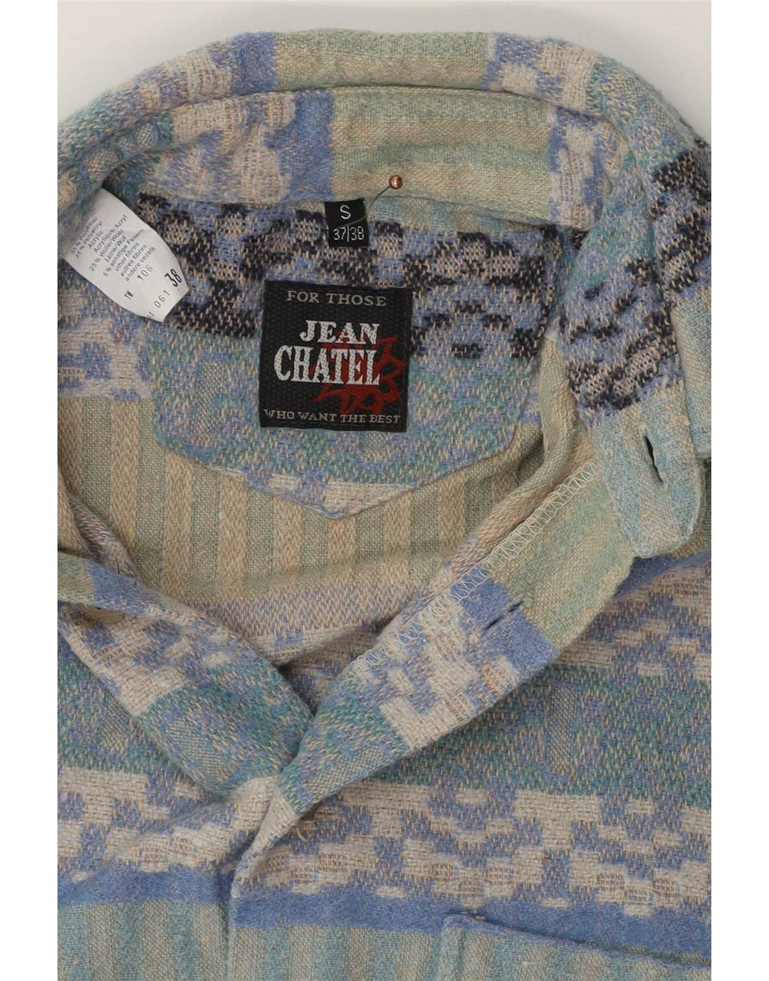 Jean chatel Herre Overshirt Skjorte Størrelse 37/38 Lille Flerfarvet Geometrisk