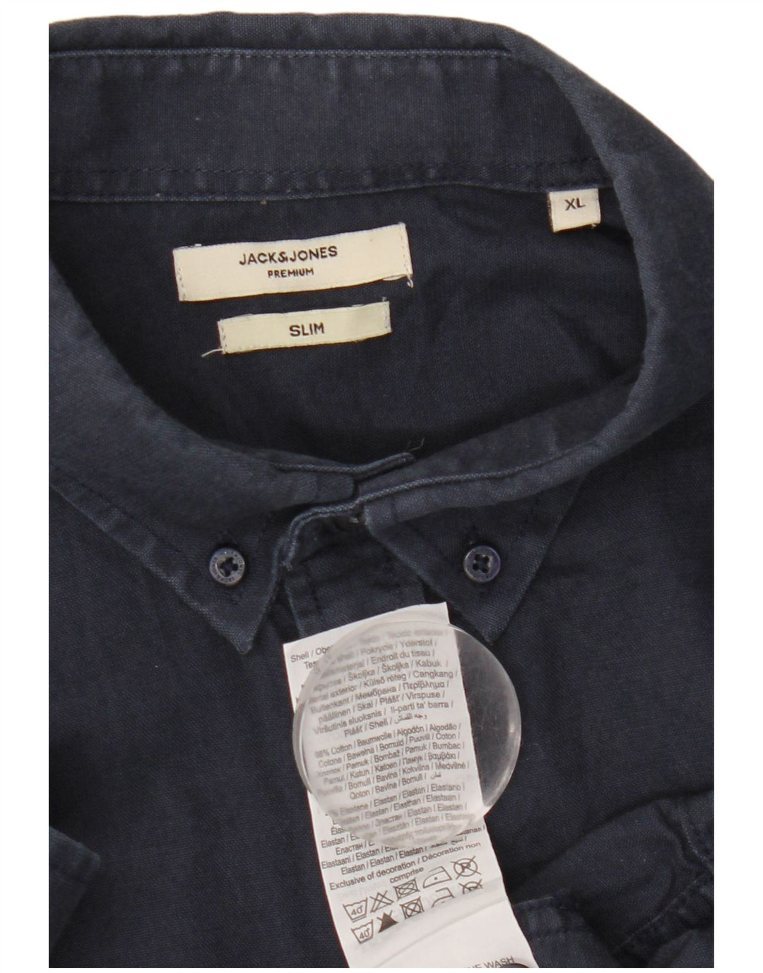 Jack & Jones Mens Slim Shirt XL Navy Blue Cotton