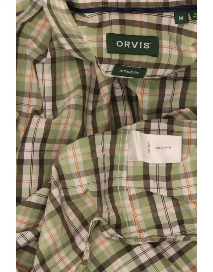Orvis Mens Regular Fit Shirt Medium Green Plaid Cotton