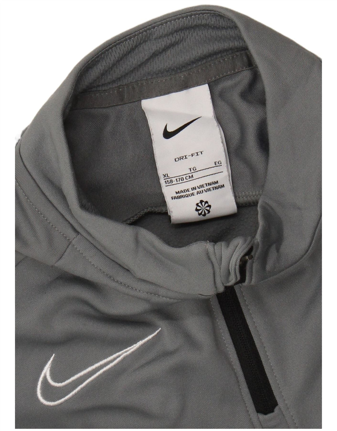 NIKE Boys Dri Fit Pullover Tracksuit Top 13-14 Years XL Grey Colourblock