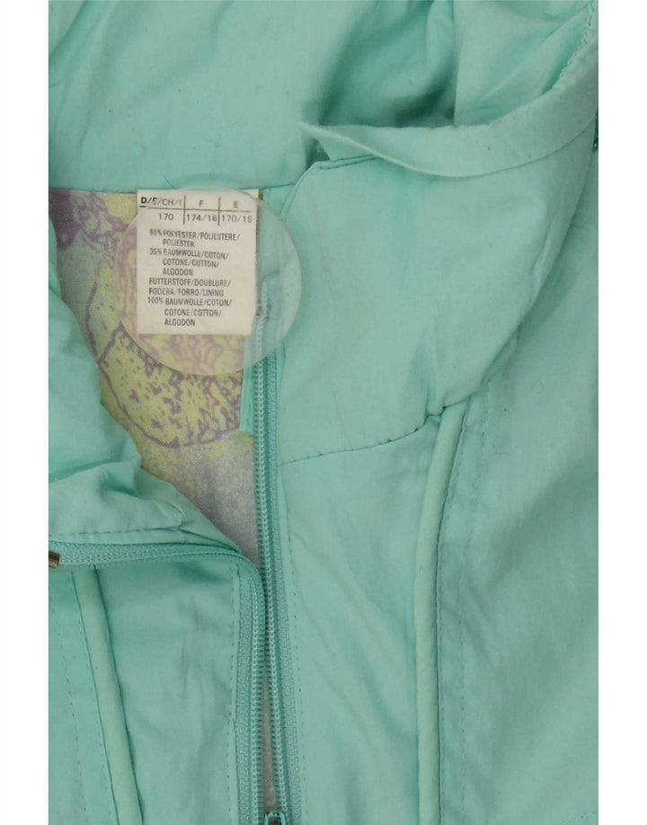 Vintage Womens Graphic Windbreaker Jacket UK 16 Large Turquoise Polyester