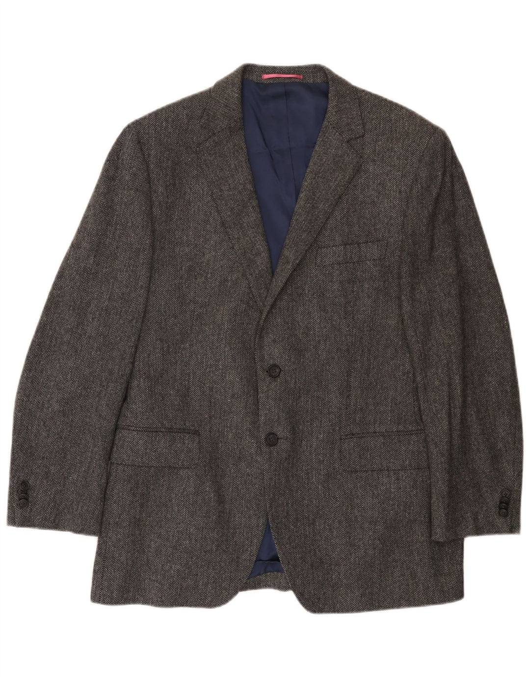 Gant Mens 2 Button Blazer Jacket IT 54 2XL Grey Herringbone Wool
