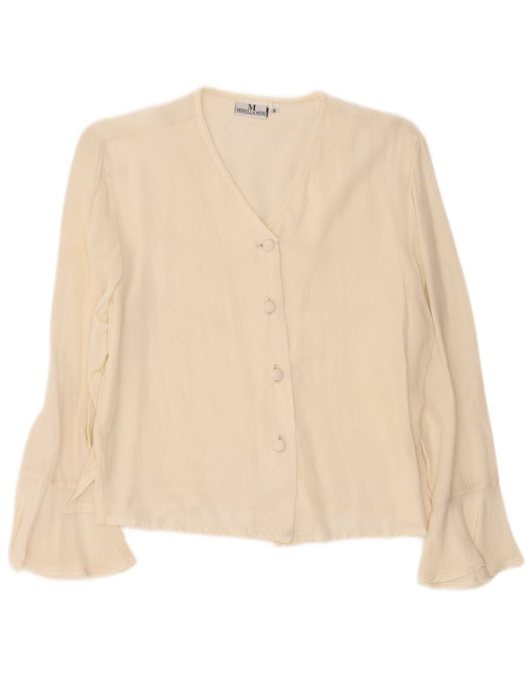 Mirella Mori Camicia da donna dalla vestibilità rilassata Camicetta UK 10 Small Off White Viscosa
