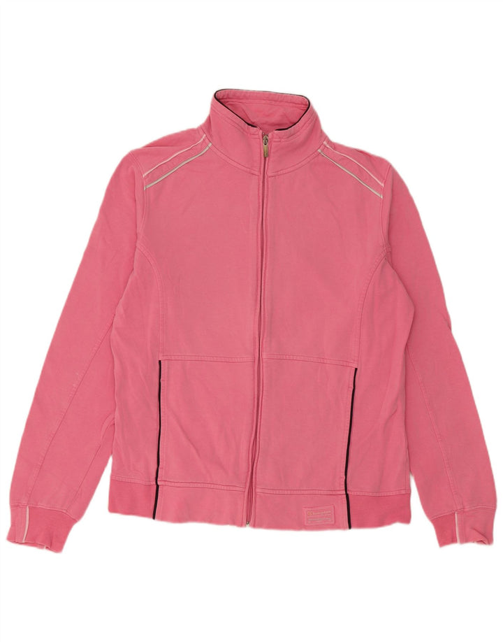Champion Womens Easy Fit Tracksuit Top Jacket UK 14 Large Pink