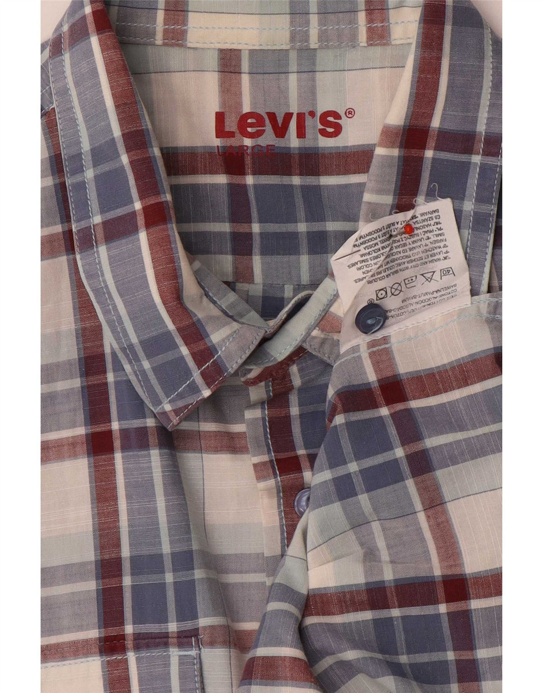 Levi's Mens Short Sleeve Shirt Large Blue Check Cotton