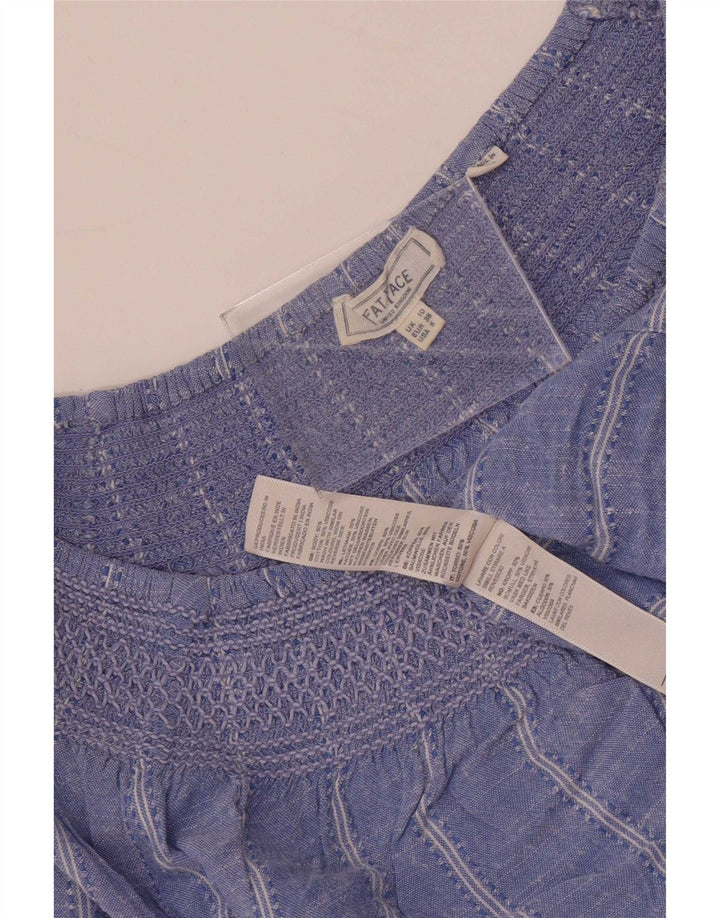 Top corto oversize da donna Fat Face manica 3/4 UK 10 piccolo a righe blu