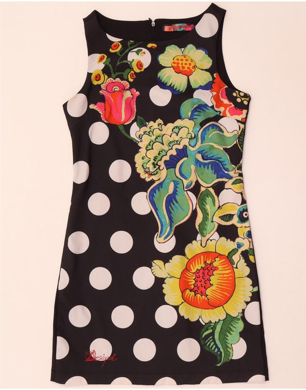Desigual Dame Ærmeløs Skede Kjole EU 38 Medium Navy Blue Polka Dot