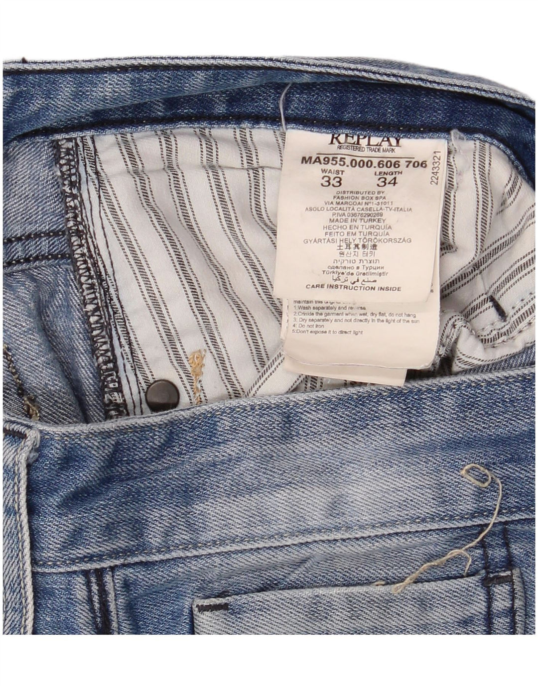 Replay Damen Straight Jeans W33 L34 Blaue Baumwolle