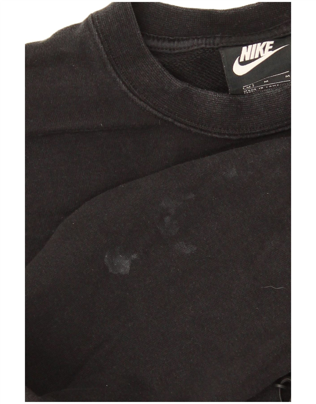 Felpa corta Nike da donna con grafica, maglione UK 12, cotone nero medio