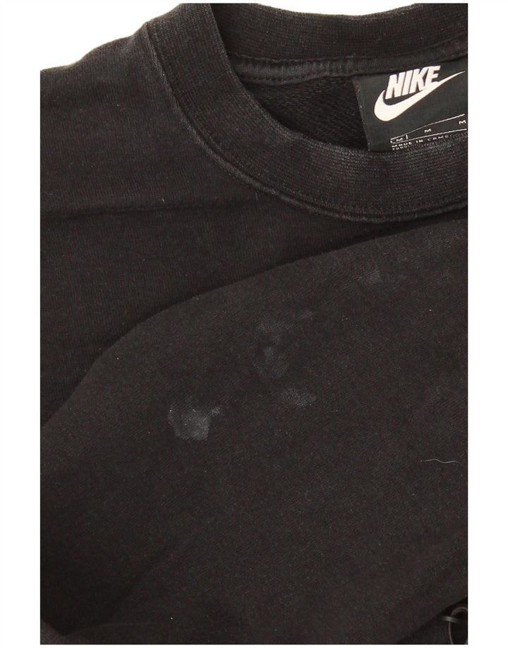 Felpa corta Nike da donna con grafica, maglione UK 12, cotone nero medio