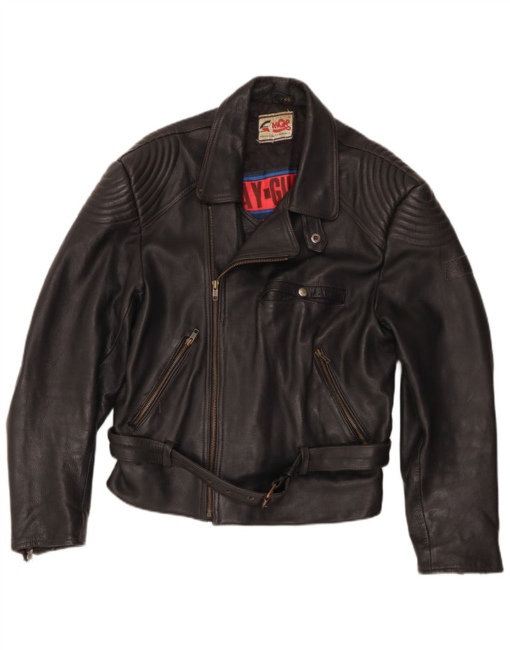 Giacca da motociclista in pelle da uomo MQP IT 52 XL Nera
