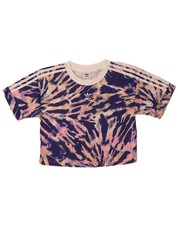 Tricou crop grafic Adidas pentru femei Top UK 12 Medium Multicolor Tie Dye