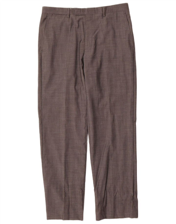Marks & Spencer Mens Autograph Straight Suit Trousers W34 L31 Grey Wool