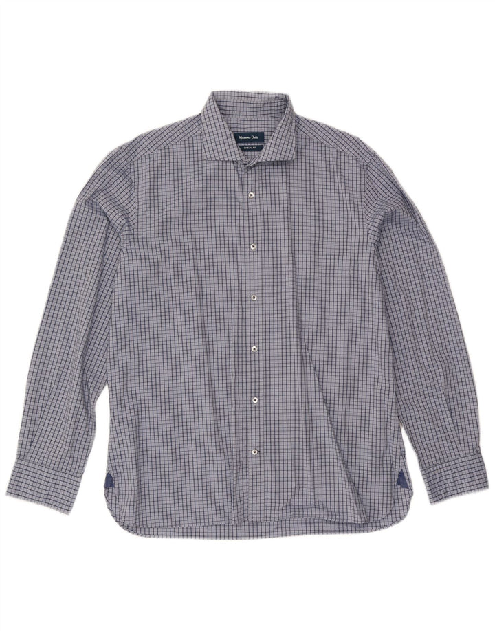 Massimo Dutti Mens Casual Fit Shirt XL Blue Check Cotton