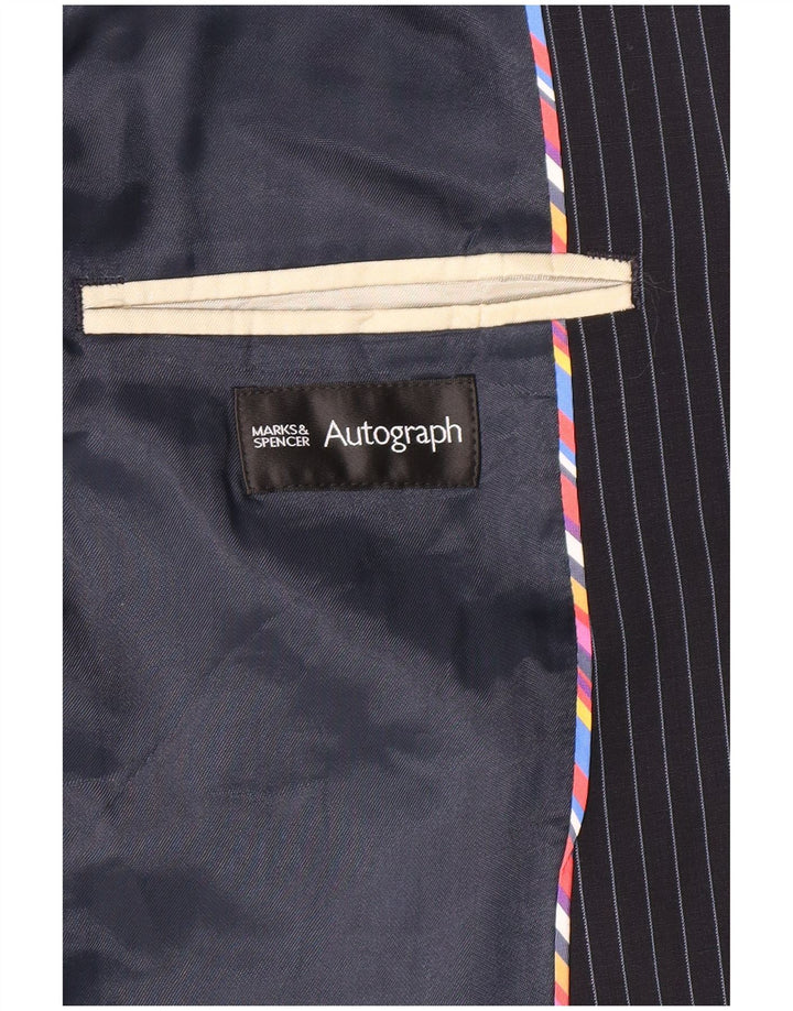 MARKS & SPENCER Mens Blazer Jacket UK 38 Medium Navy Blue Pinstripe