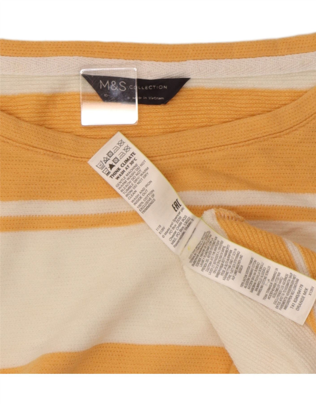 Marks & Spencer Dame Oversized T-Shirt Top UK 16 Stor Orange Stribet