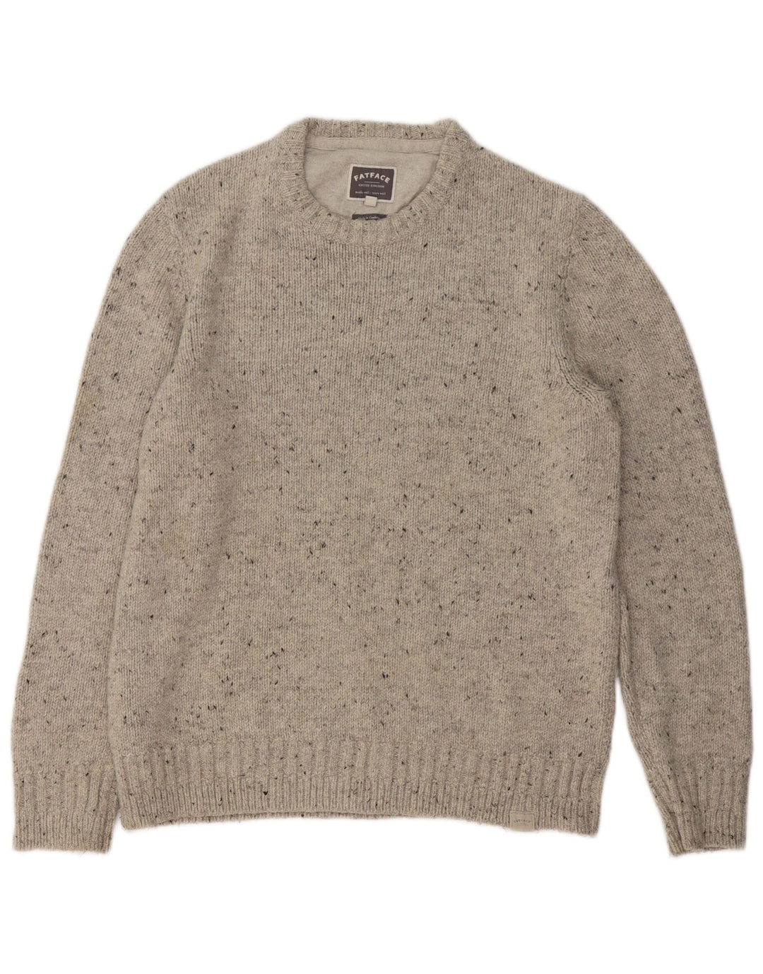 Fat Face Mens Crew Neck Jumper Sweater Large Grey Flecked Wool